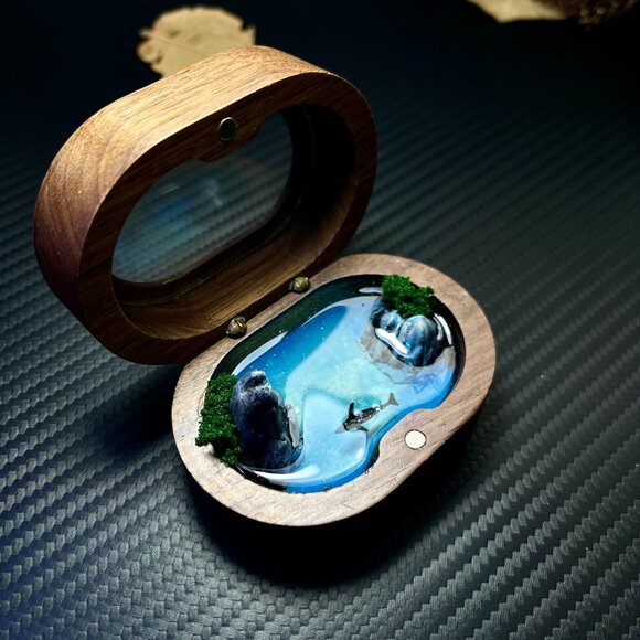 Handmade Miniature landscape Model Special Proposal Ring box -Northern islands - Picture 2 of 2